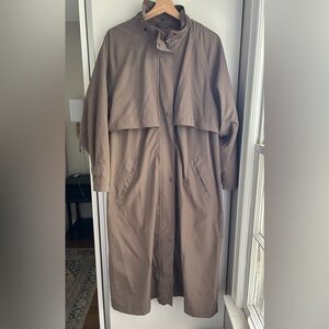LL Bean Vintage Trench Coat Taupe Brown Removable Wool Liner Size Large Petite.